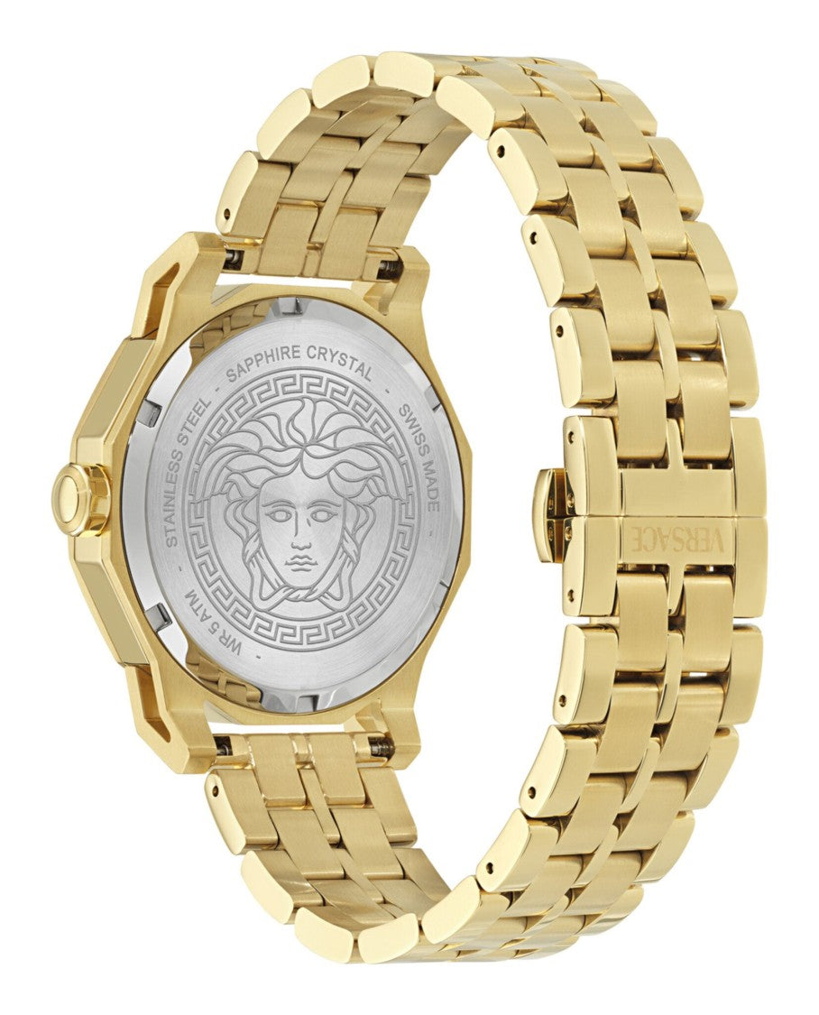 Versace Medusa Deco Bracelet Watch With Silver Guilloche Dial