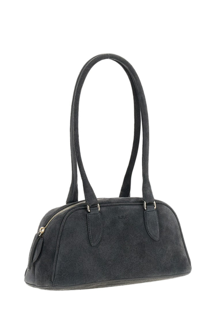 A.P.C. Structured Grey Suede Leather Shoulder Bag