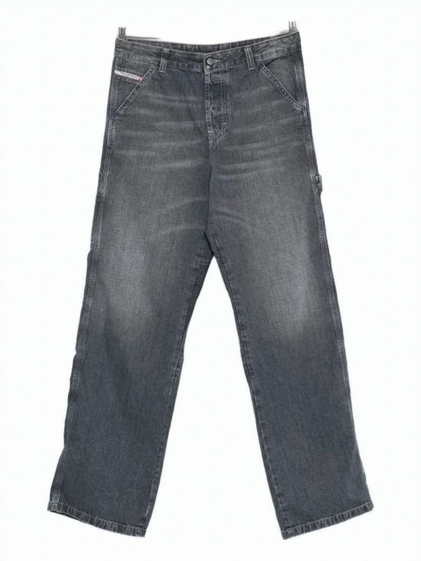 Diesel Faded Black Wide-Leg Denim Pants