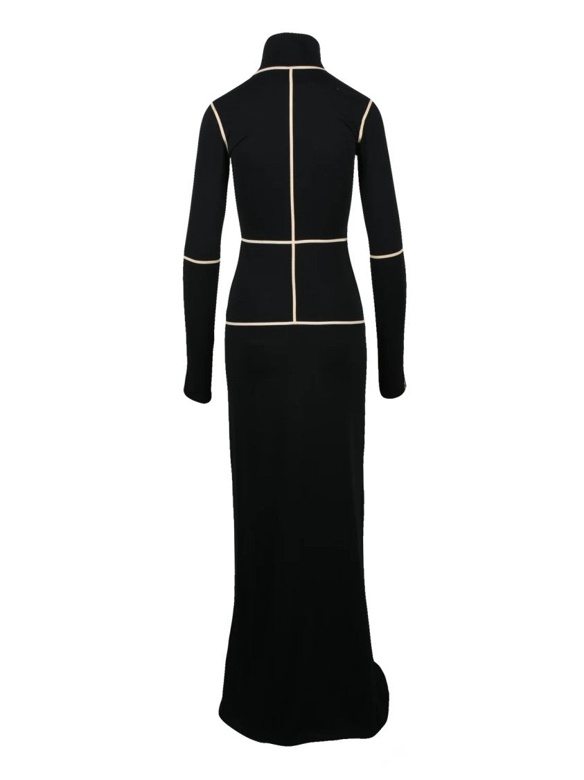 Mm6 By Maison Margiela Long Fitted Maxi Dress With Geometric Seam Design