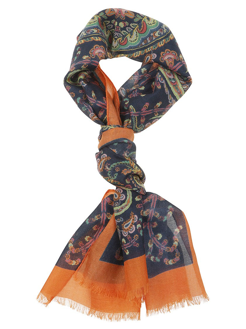 Etro Tosca Intricate Paisley Fringed Scarf