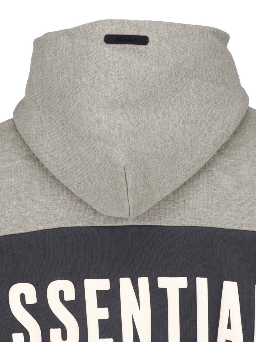 Fear Of God Essentials Grey Cotton Contrast Logo Hoodie