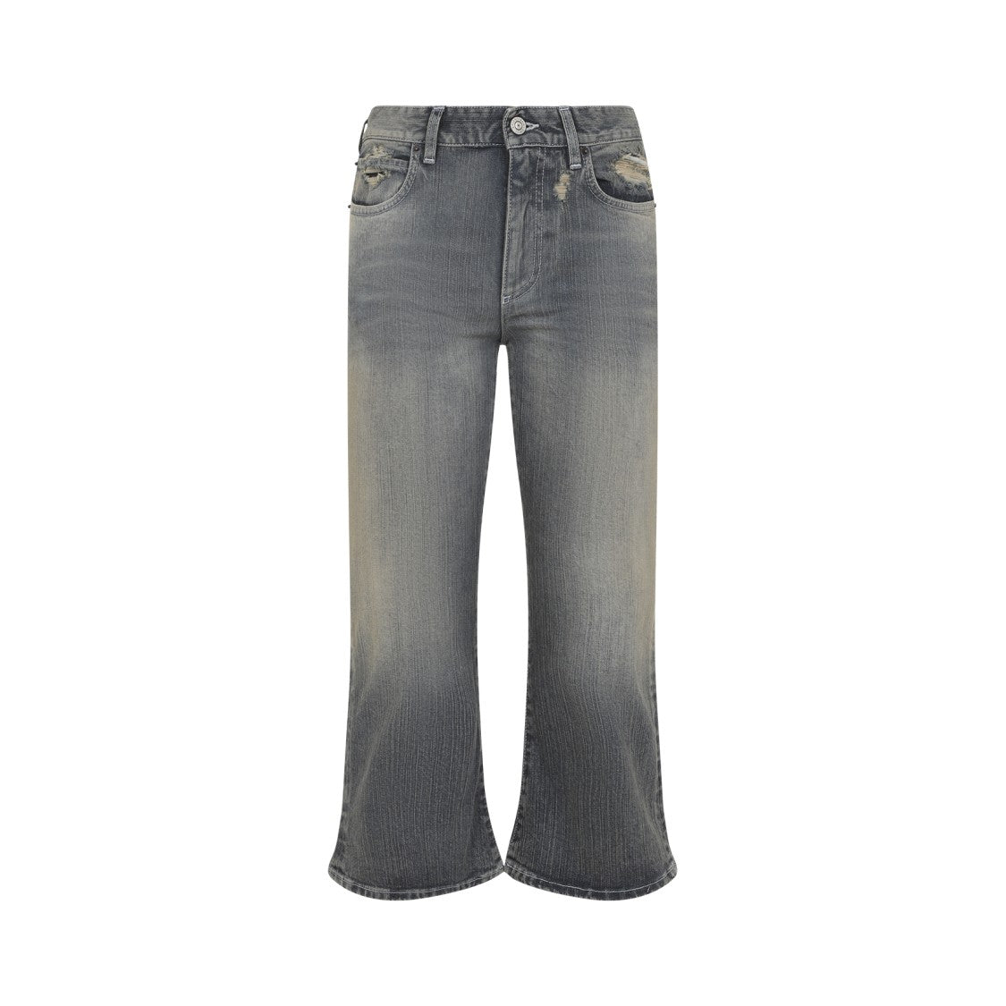 Balenciaga Laced Flared Capri Light Blue Cotton Jeans
