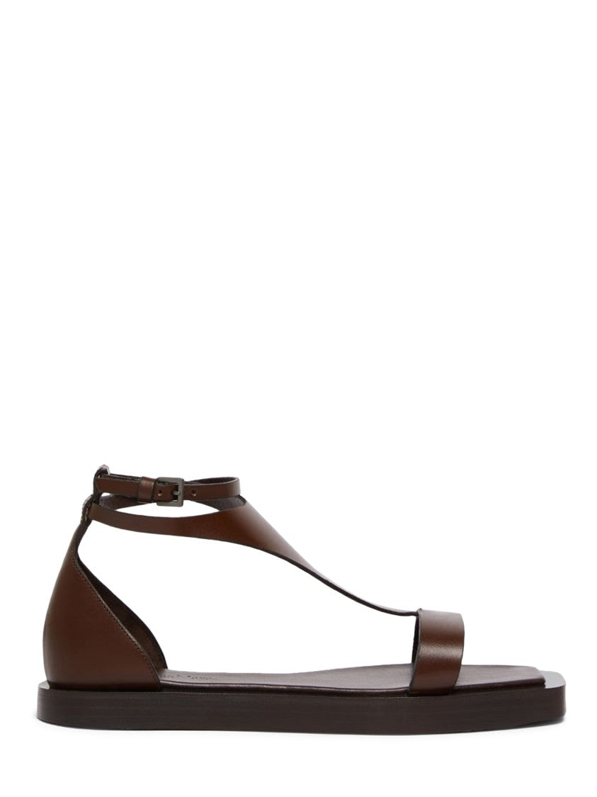 Max Mara Brown Bovine Leather Sandals