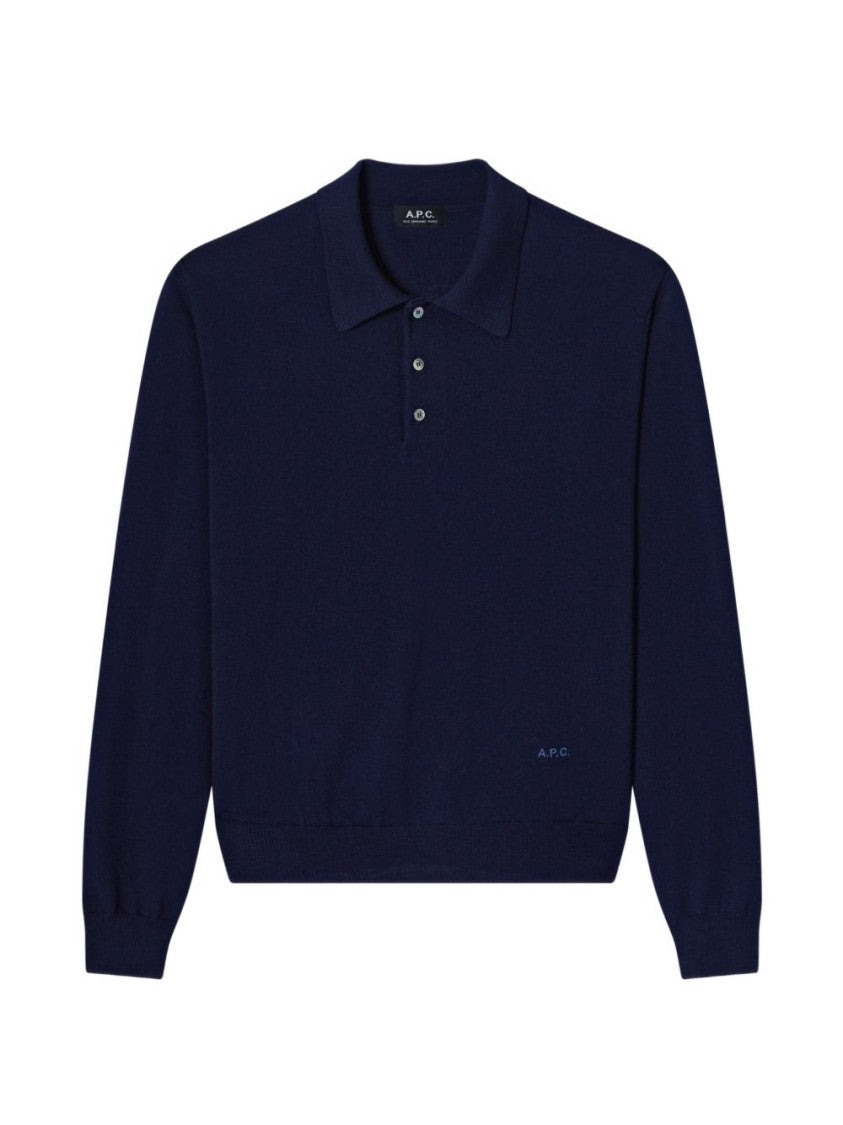 A.P.C. Black Embroidered Logo Ribbed Shirt