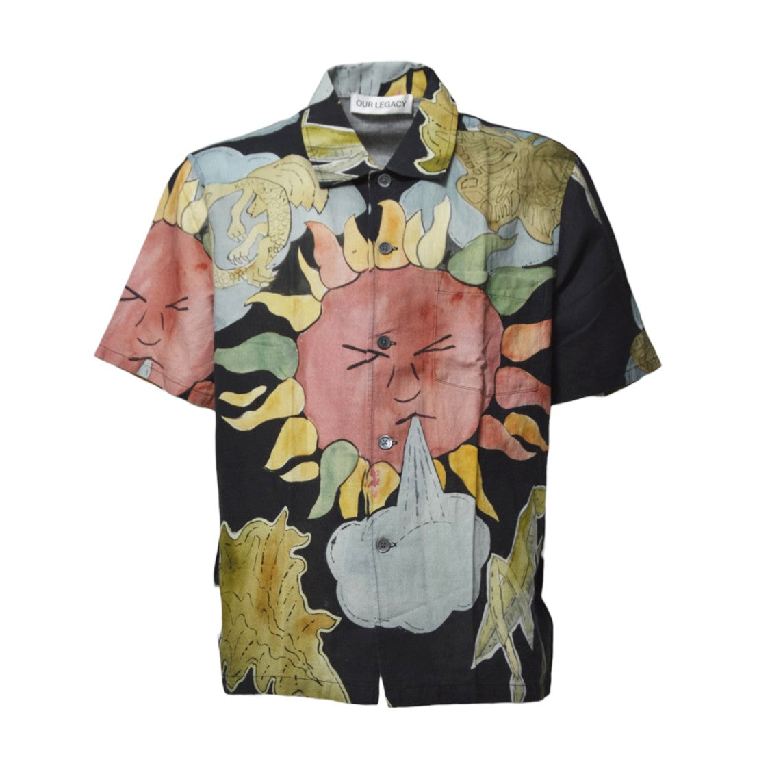 Our Legacy Box Shirt Short Sleeve Linen Cotton Multicolor Print