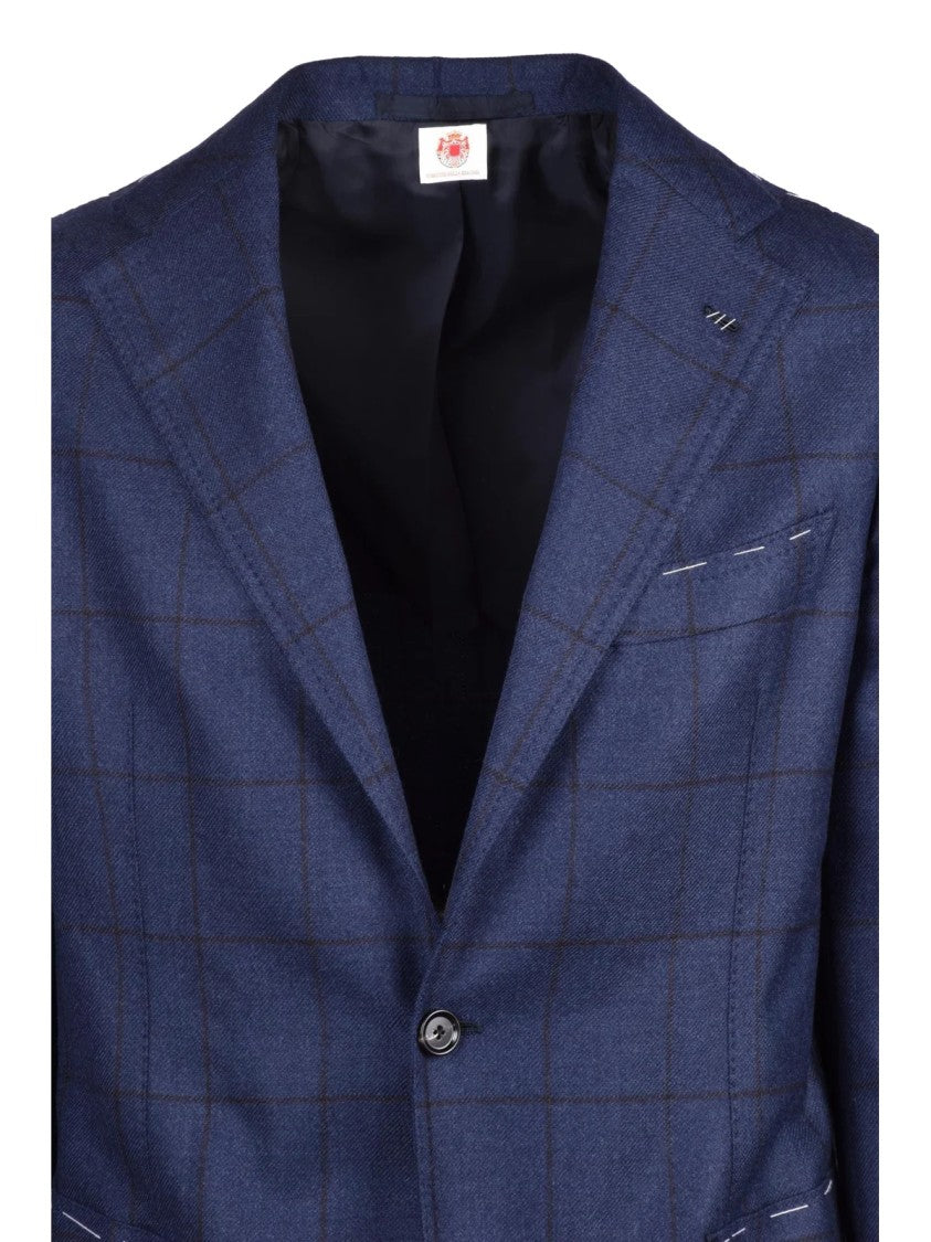 Luigi Borrelli Napoli Rounded Cashmere Jacket With Subtle Checkered Patterns