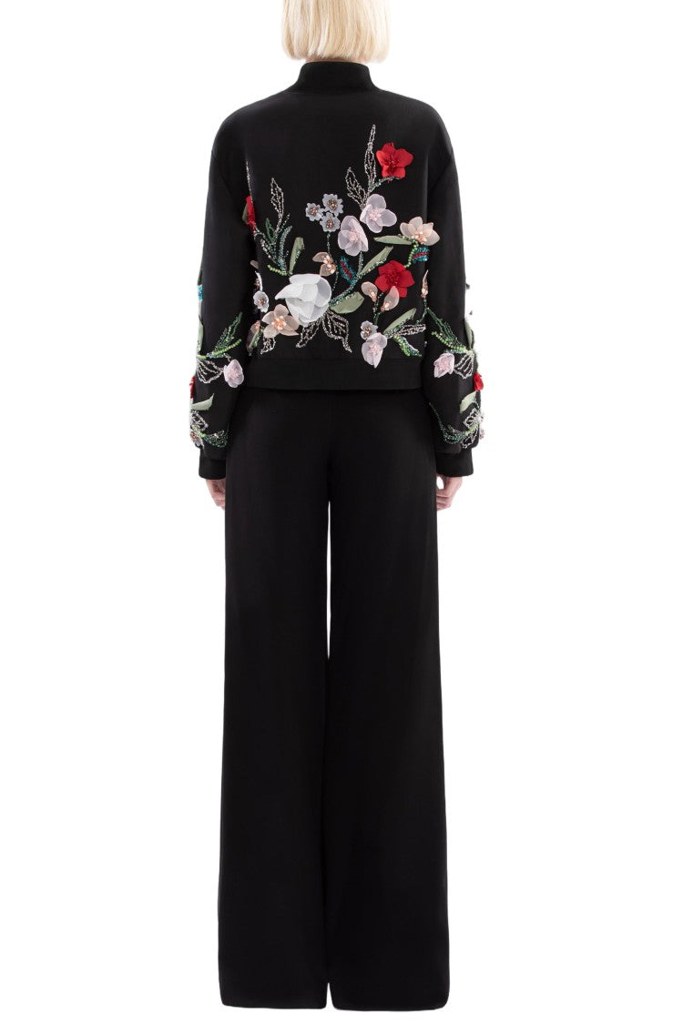 Saiid Kobeisy Jet Black Wide-Leg Tailored Pants