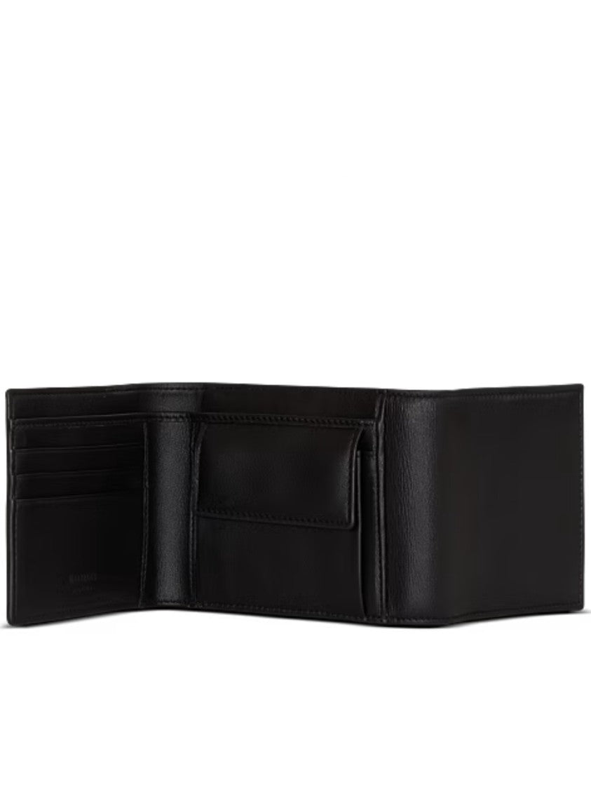 Balmain Black Trifold Smooth Leather Wallet