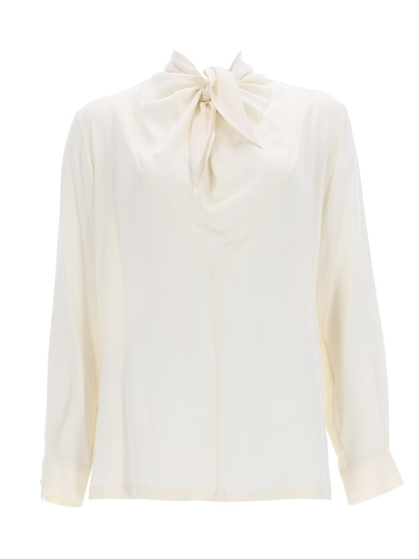 Max Mara Silk Charmeuse Bow Tie Blouse
