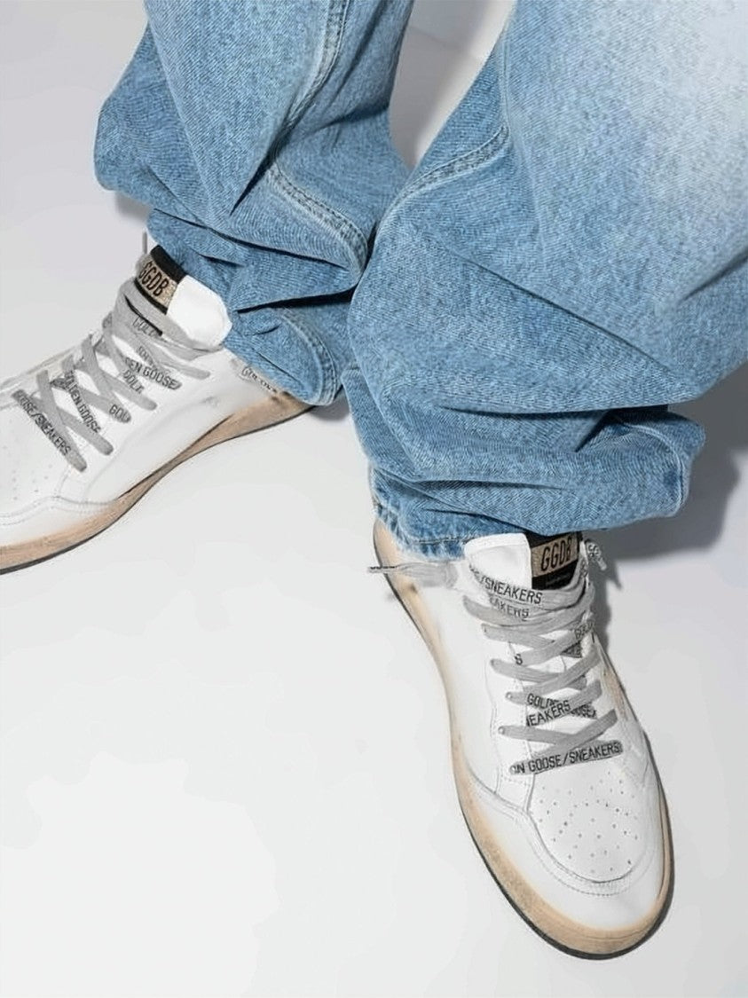 Golden Goose Low-Top White Leather Sneakers With Metallic Star Detail