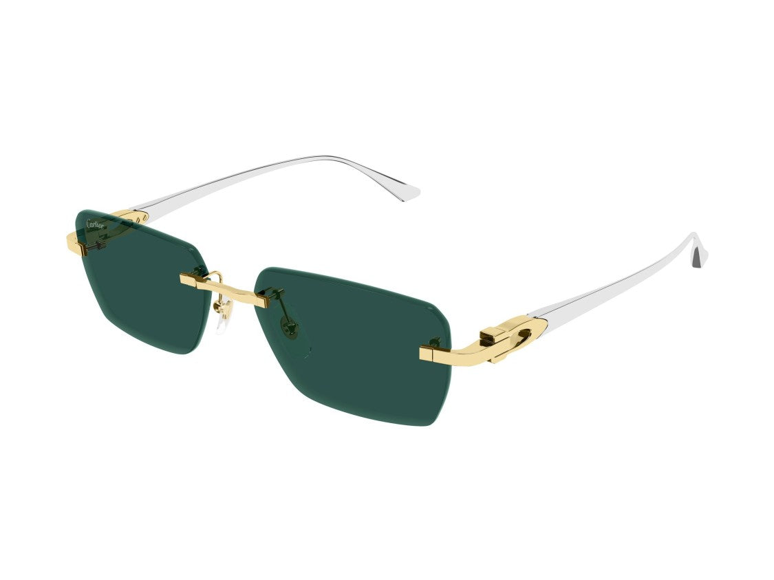 Cartier Dark Green Rimless Titanium Sunglasses