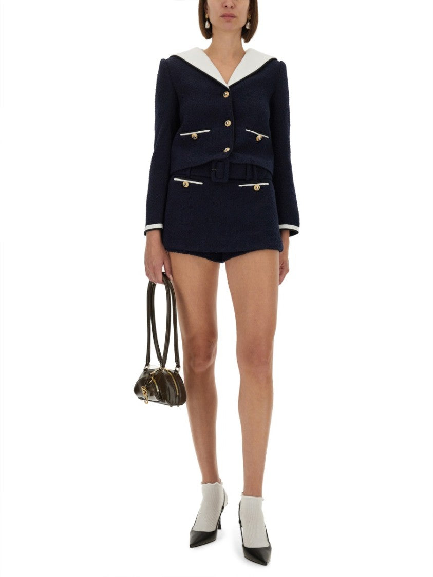 Self-Portrait Boucle Jacket With Contrasting Collar