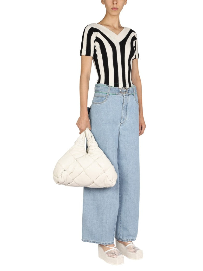 Bottega Veneta V-Neck Striped Pattern Top With Modern Aesthetic