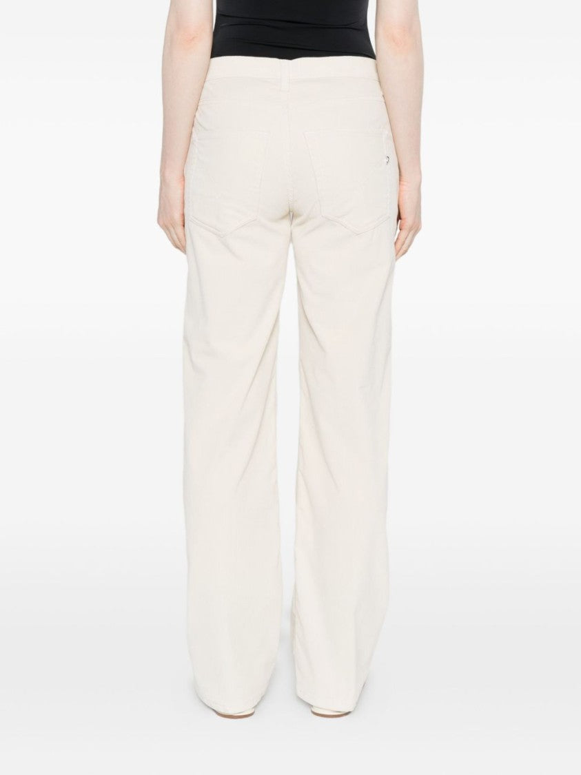 Dondup Wide-Leg Off-White Jeans With High Waist