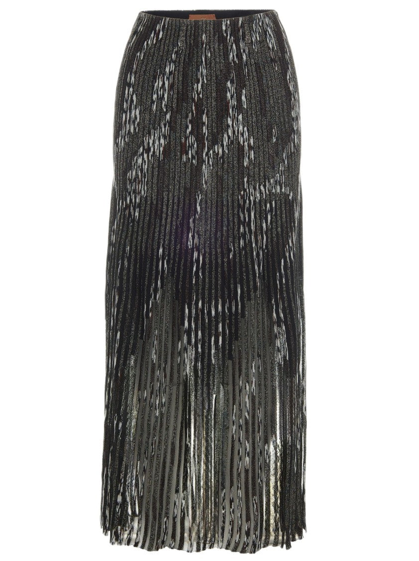 Missoni Multicolor Striped Pleated Midi Skirt