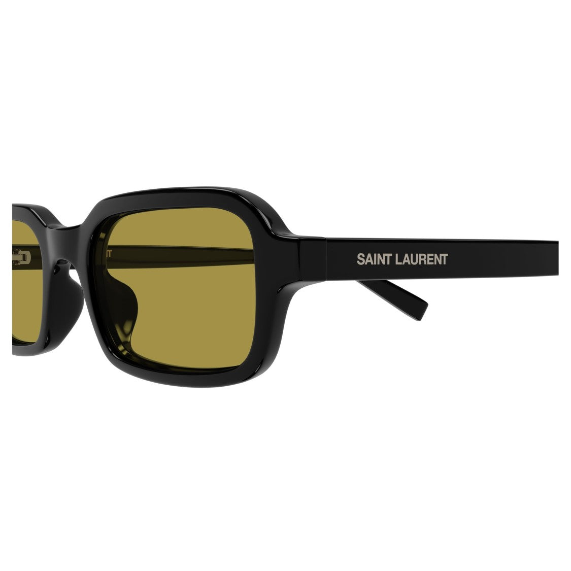 Saint Laurent Rectangular Frame Sunglasses With Olive Green Lenses