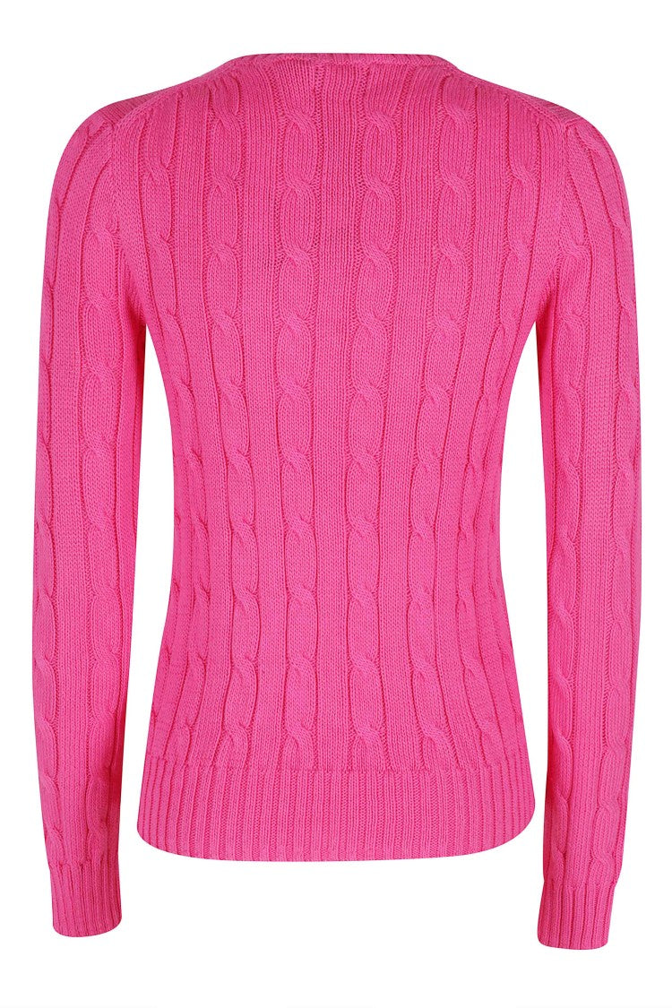 Polo Ralph Lauren Fuchsia Long Sleeve Ribbed Crewneck Cotton Sweater