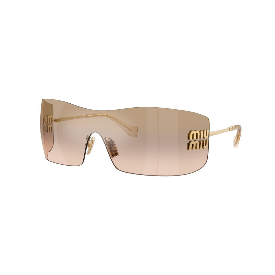 Miu Miu Rimless Brown Gradient Sunglasses With Gold Temples