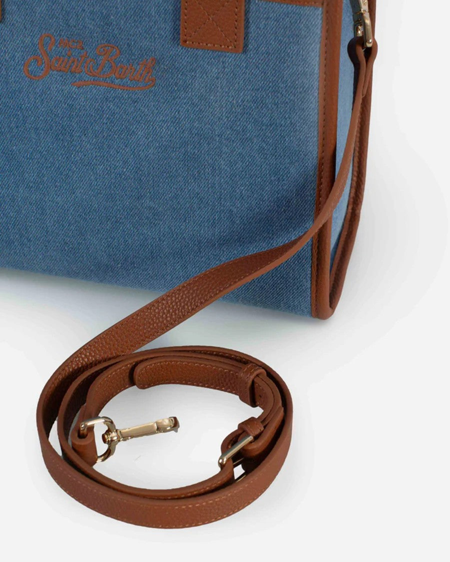 Mc2 Saint Barth Structured Midi Handbag With Detachable Leather Strap
