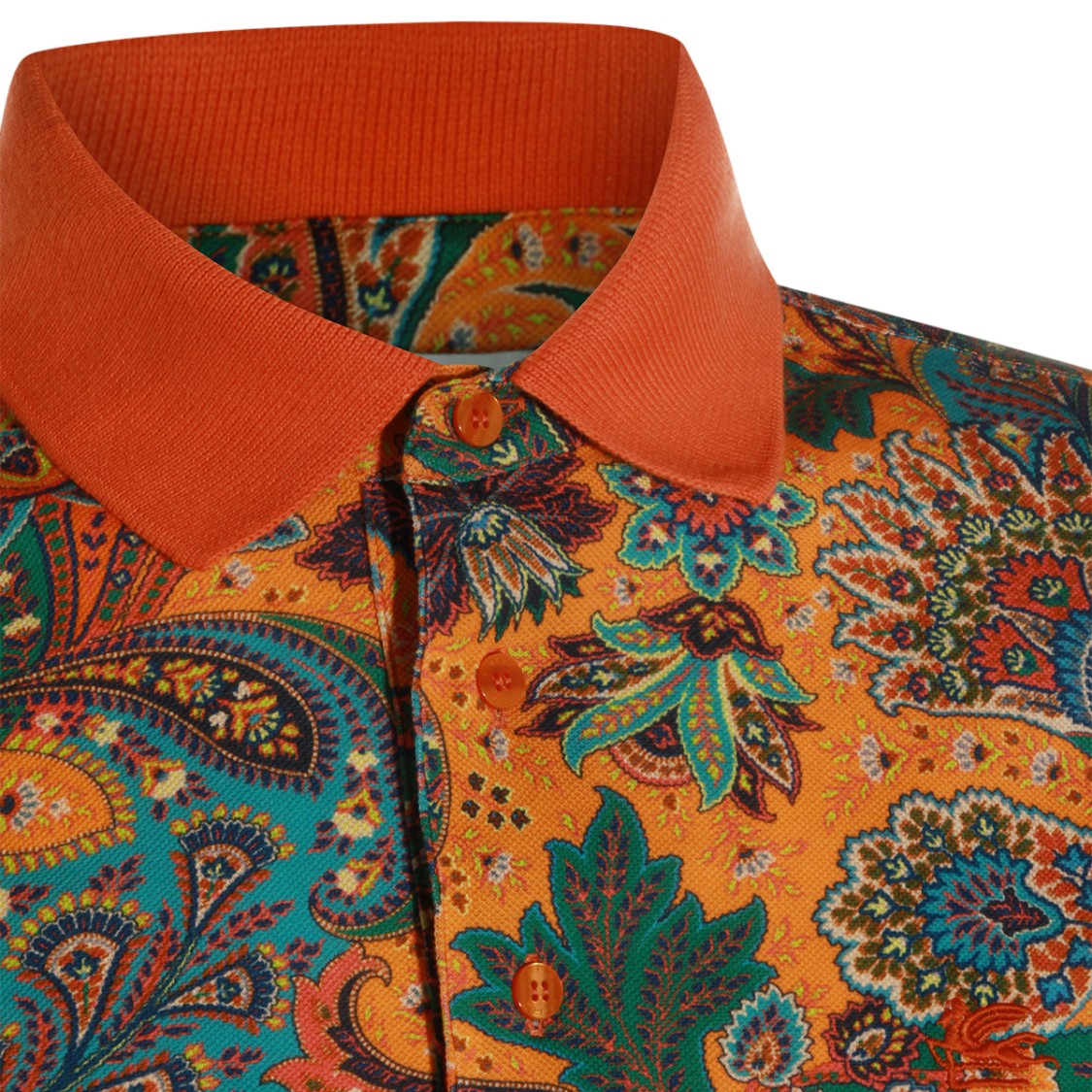 Etro Paisley Pattern Polo Shirt With Ribbed Collar