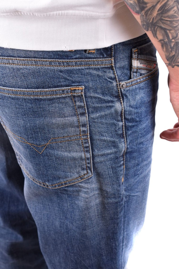Diesel Blue Cotton Whiskered Jeans