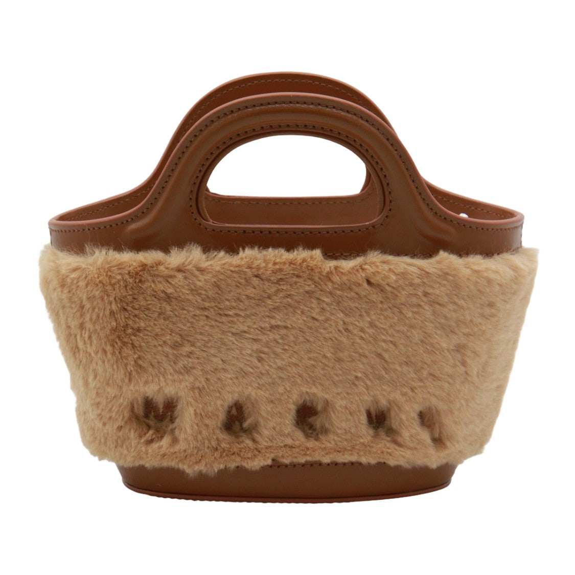 Marni Plush Beige Handbag With Structured Leather Accents