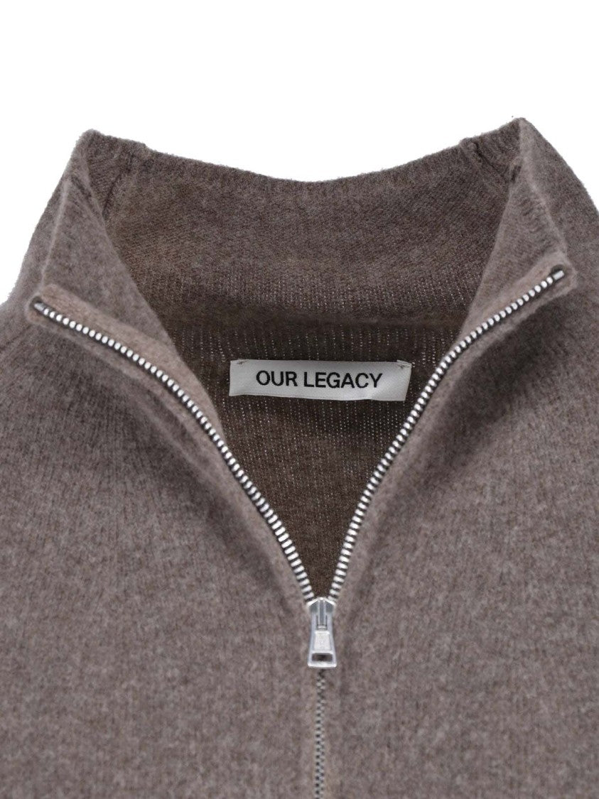 Our Legacy Brown Cherub Spray-Dyed Merino Wool Zip-Through Knit