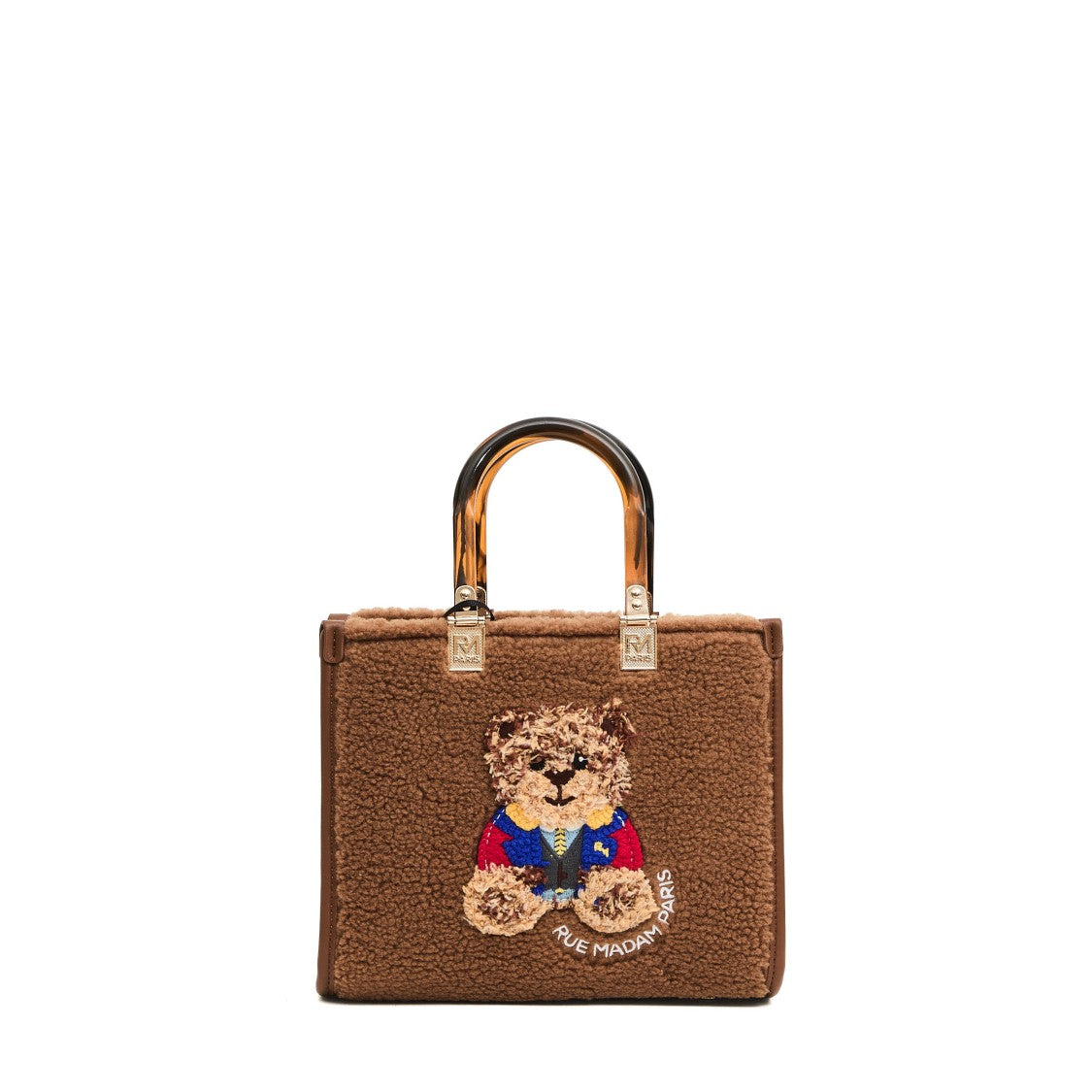 Rue Madame Mini Tote In Teddy Biscuit With Teddy Bear