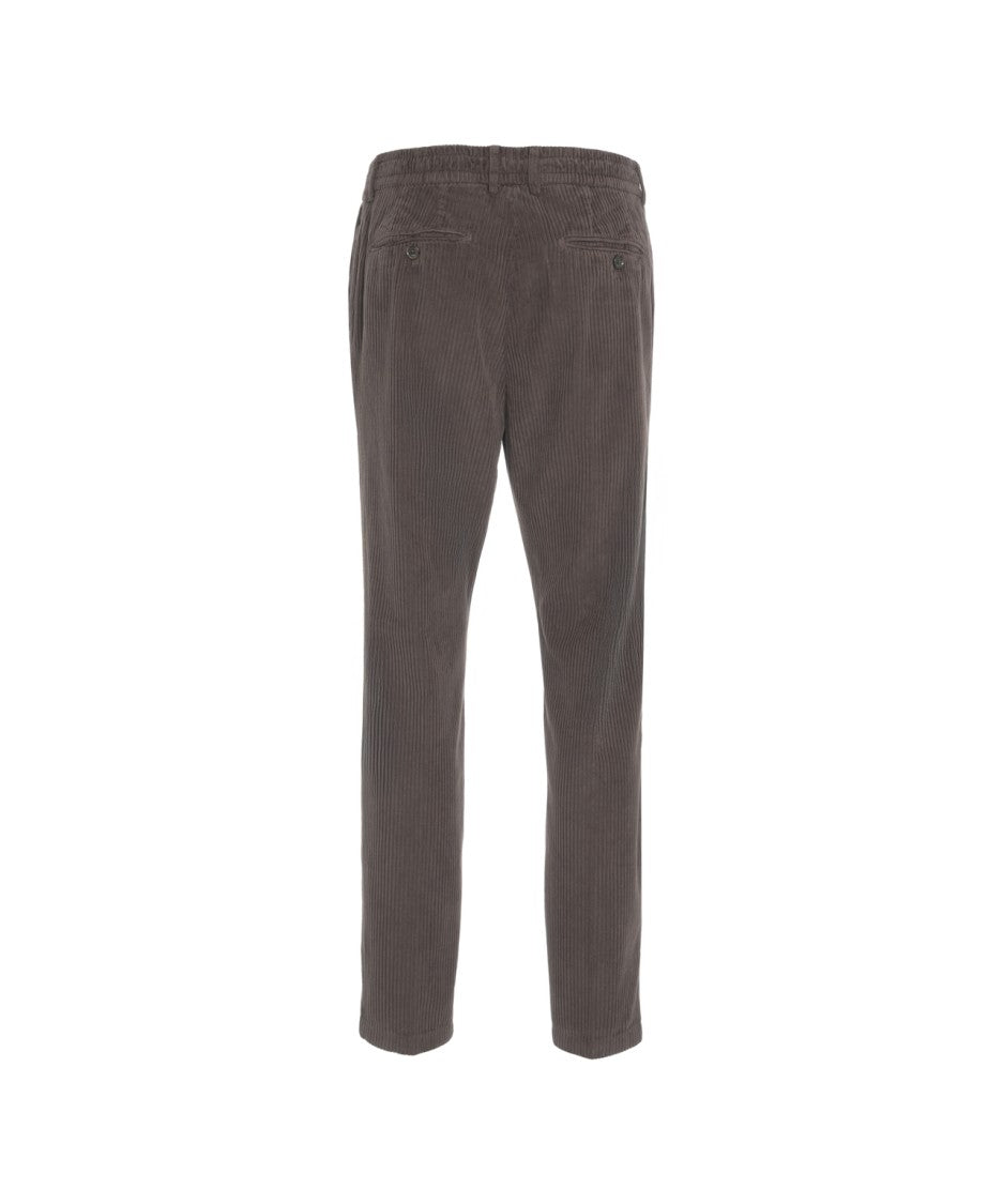 Cruna Brown Corduroy Trousers With Marked Pleats