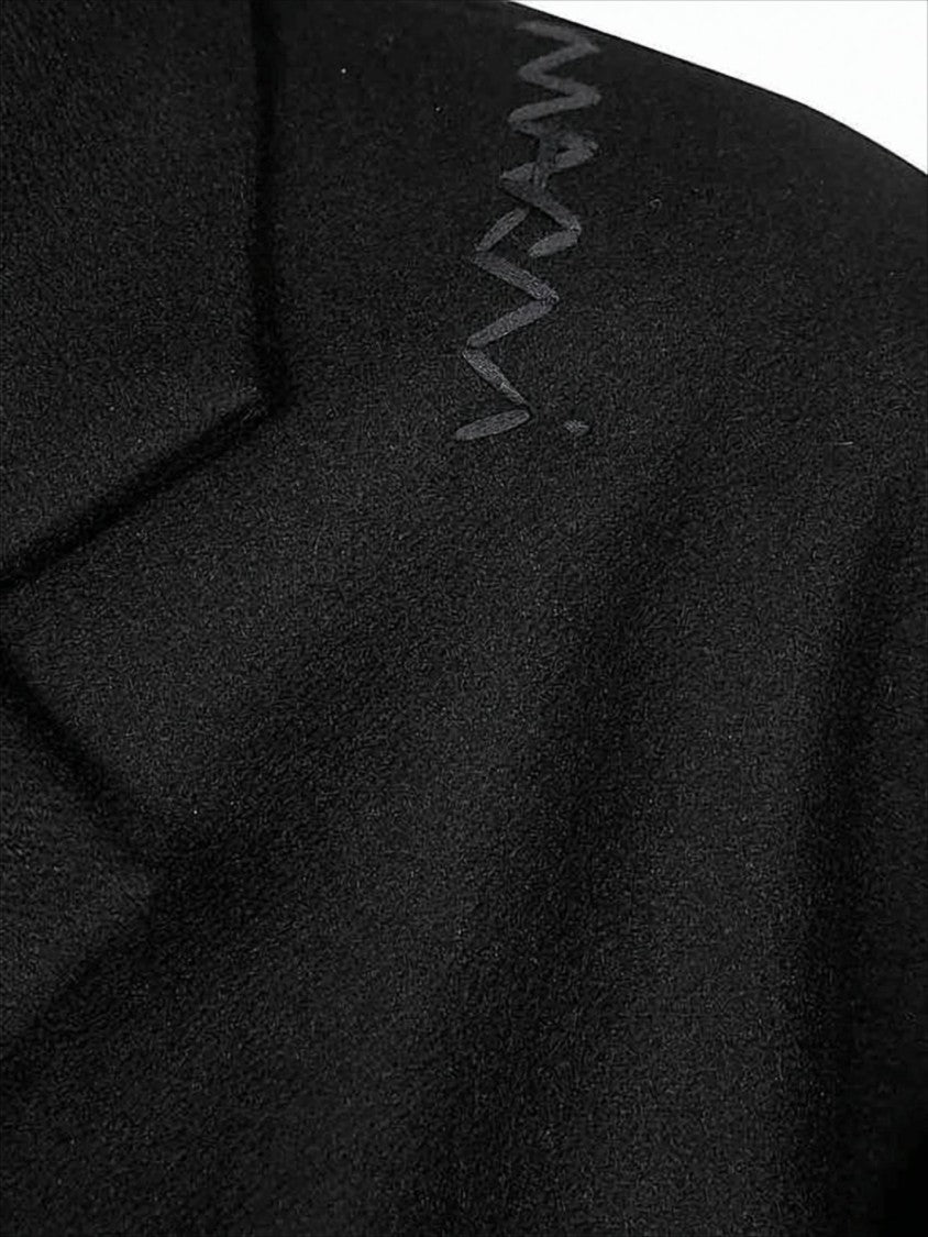 Marni Black Wool Coat With Oversized Silhouette And Design