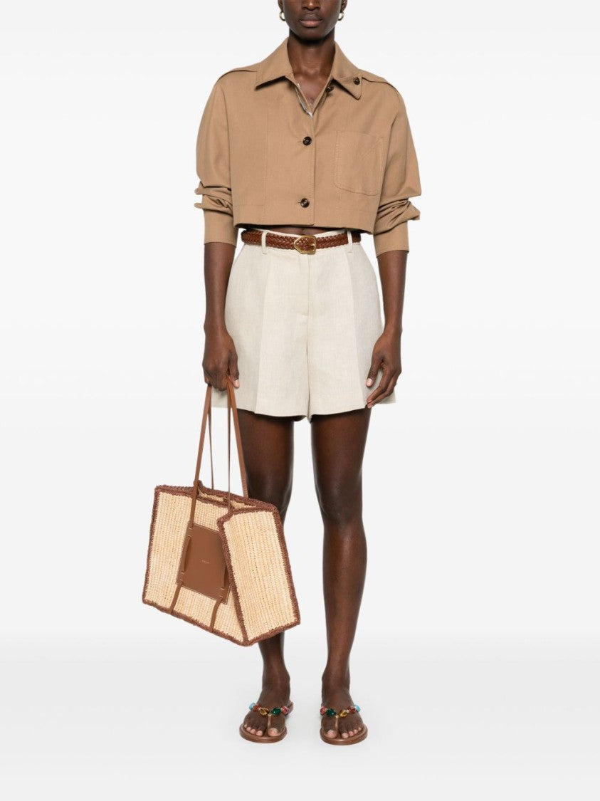 Parosh Beige Linen Tailored Shorts With High Waist