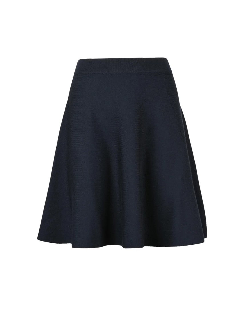 Max Mara Flared Virgin Wool Knit Skirt With Smooth Waistband