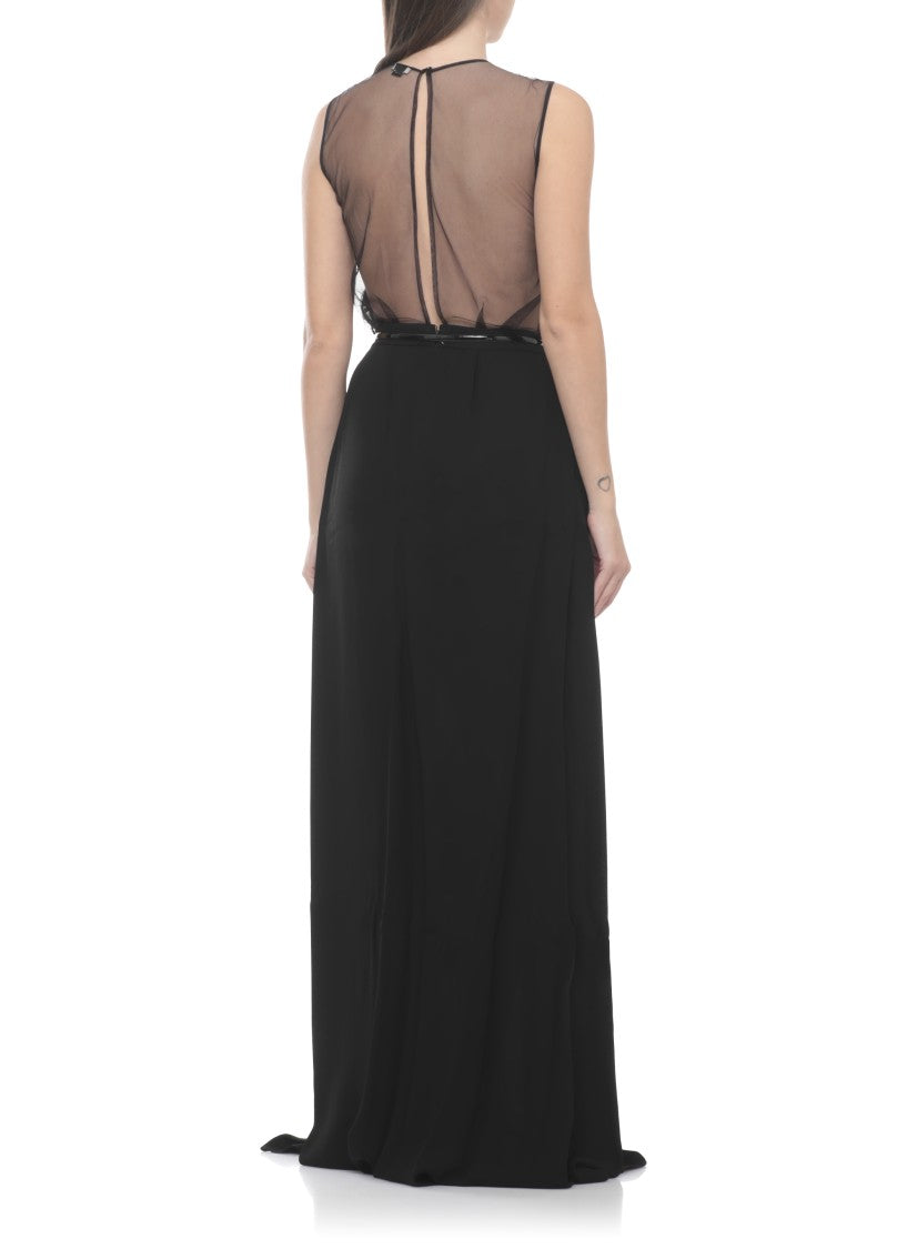Elisabetta Franchi Tulle Top Evening Dress With Embroidered Detailing