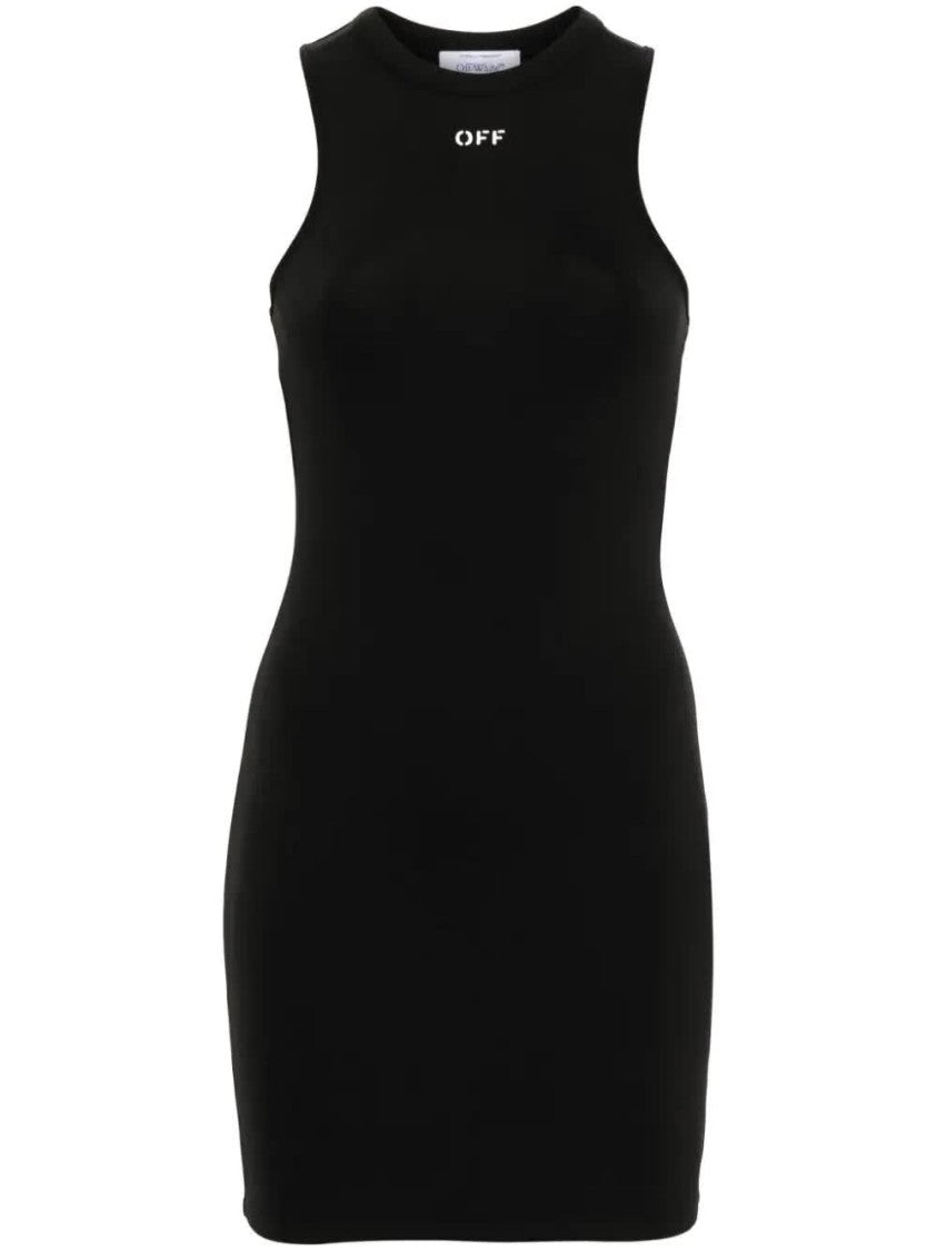 Off-White Sleek Rowing Form Fitting Polyamide Mini Dress
