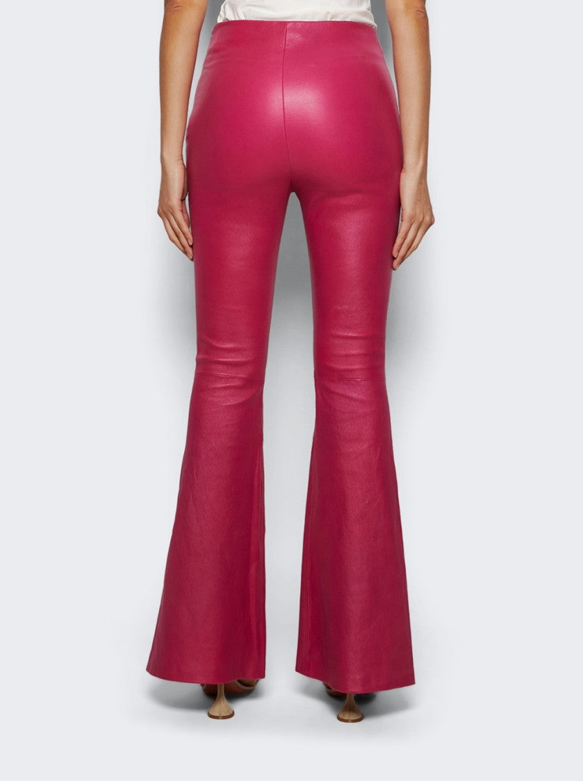 Amiri Flare Leather Leggings Fuchsia Pink