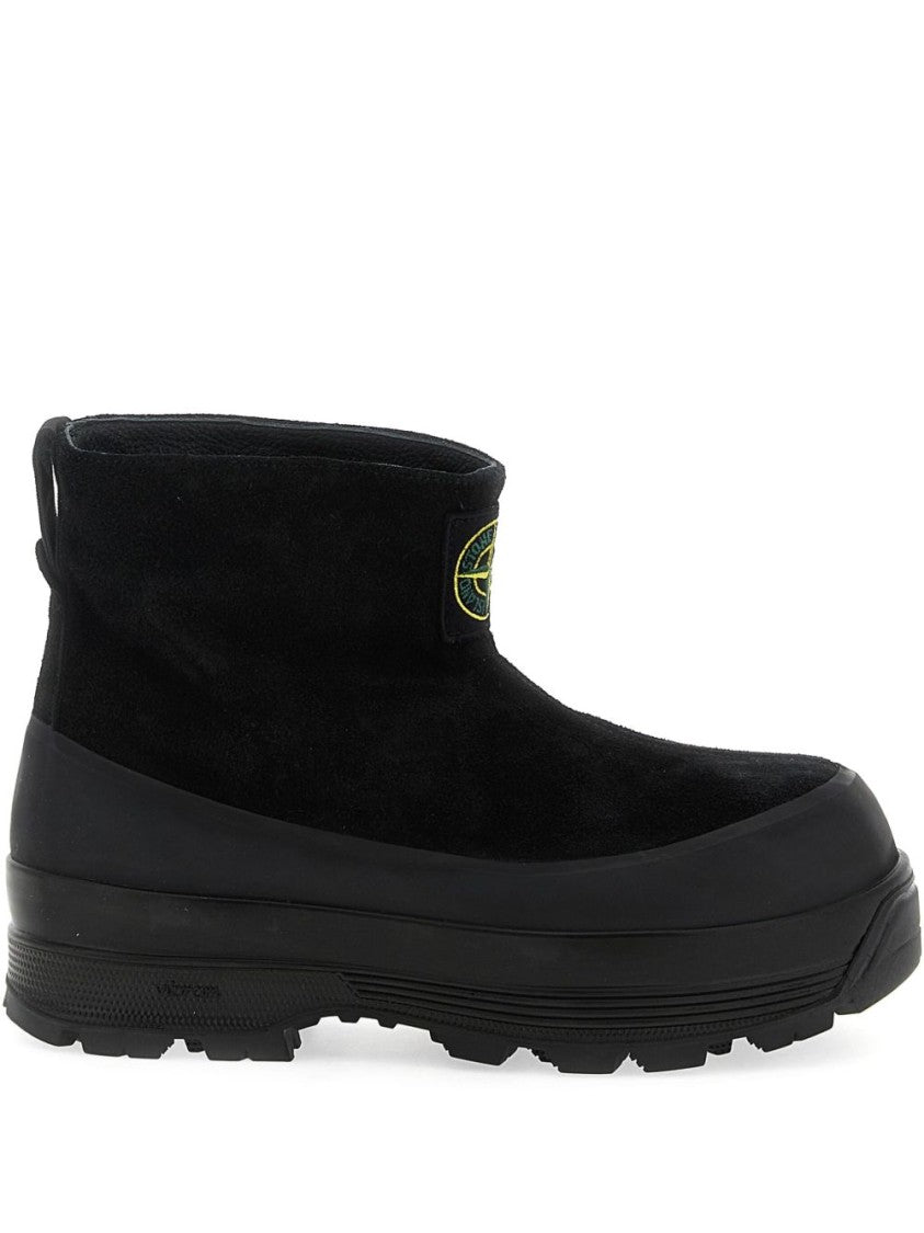Stone Island Suede Ankle Boots With Compass Logo