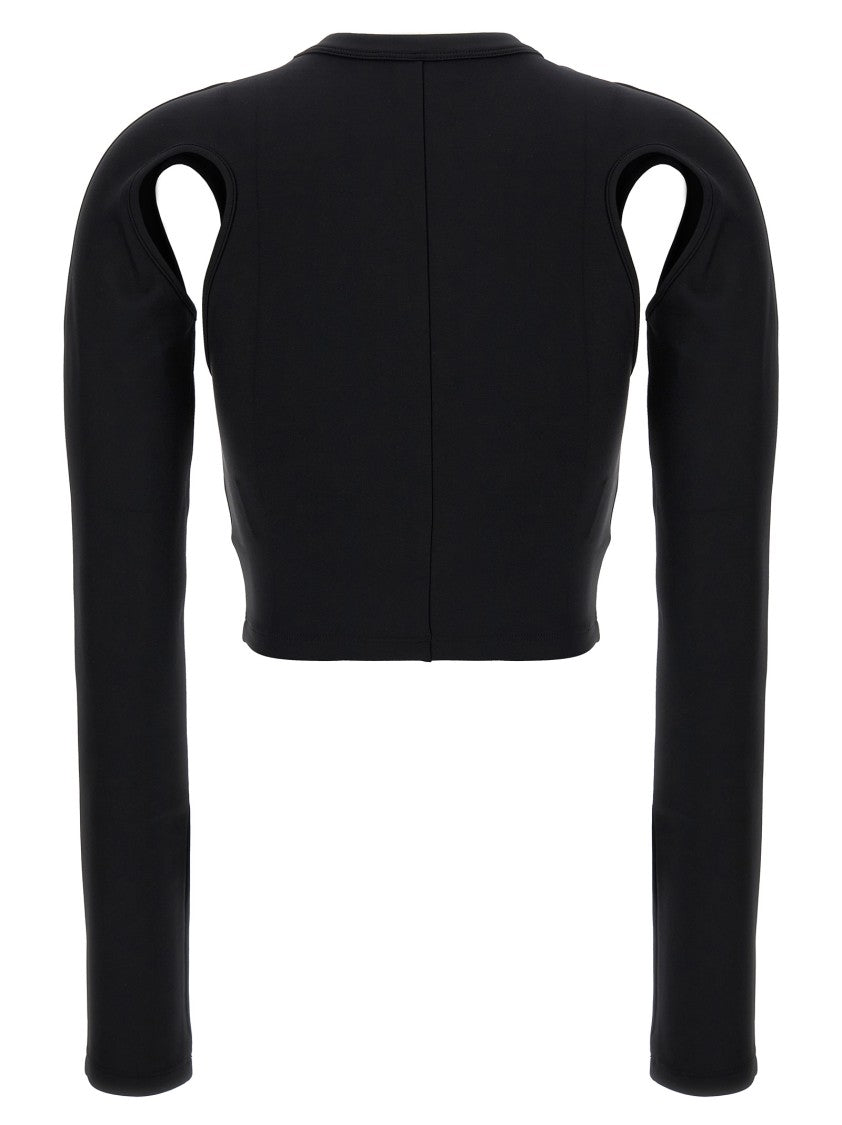 Off-White Fitted Crop Top With Unique Cut-Out Details