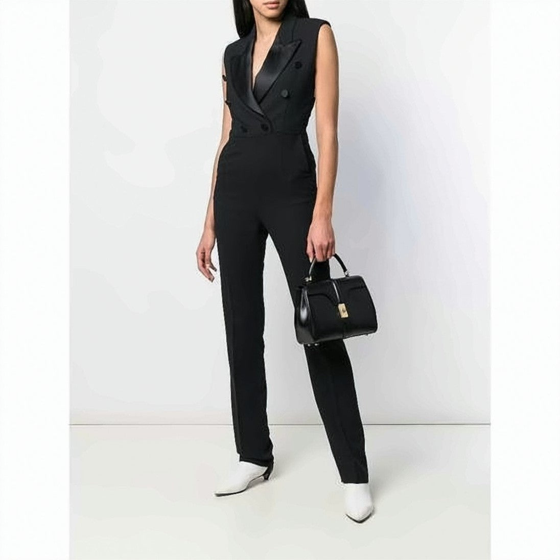 Celine Black Smooth Leather Structured Shoulder Bag