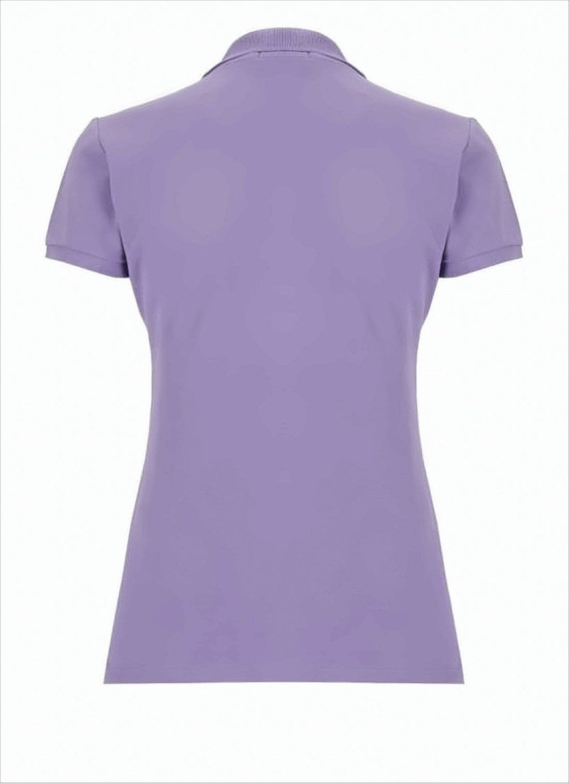 Polo Ralph Lauren Textured Knit Purple Polo Shirt With Classic Collar