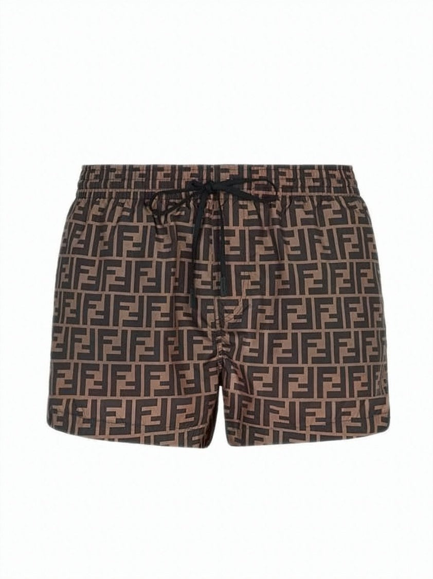Fendi Geometric Pattern Shorts With Elastic Waistband