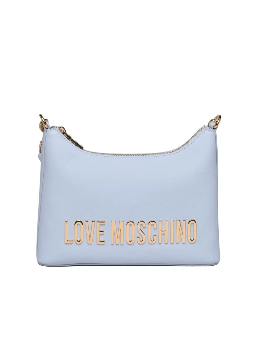 Love Moschino Light Blue Shoulder Bag With Zip Closure And Gold-Tone Hardware