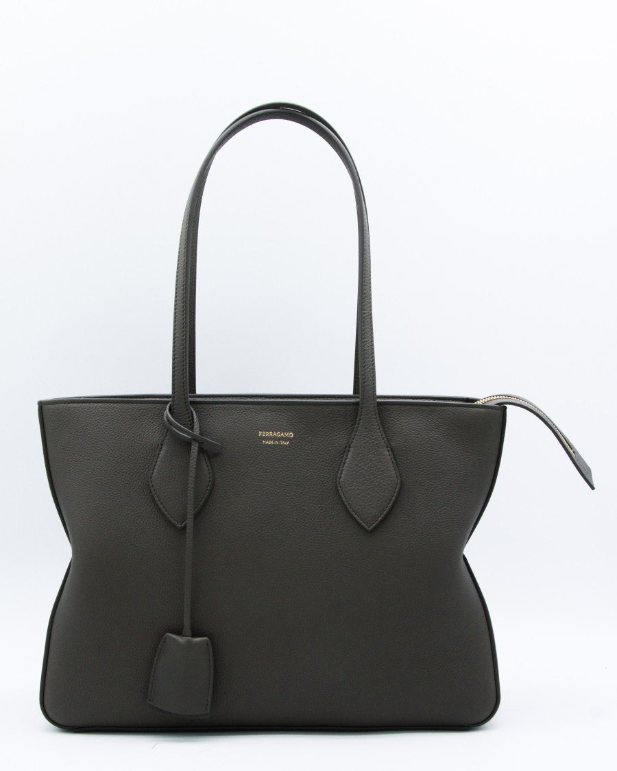 Ferragamo Black Leather Star Tote