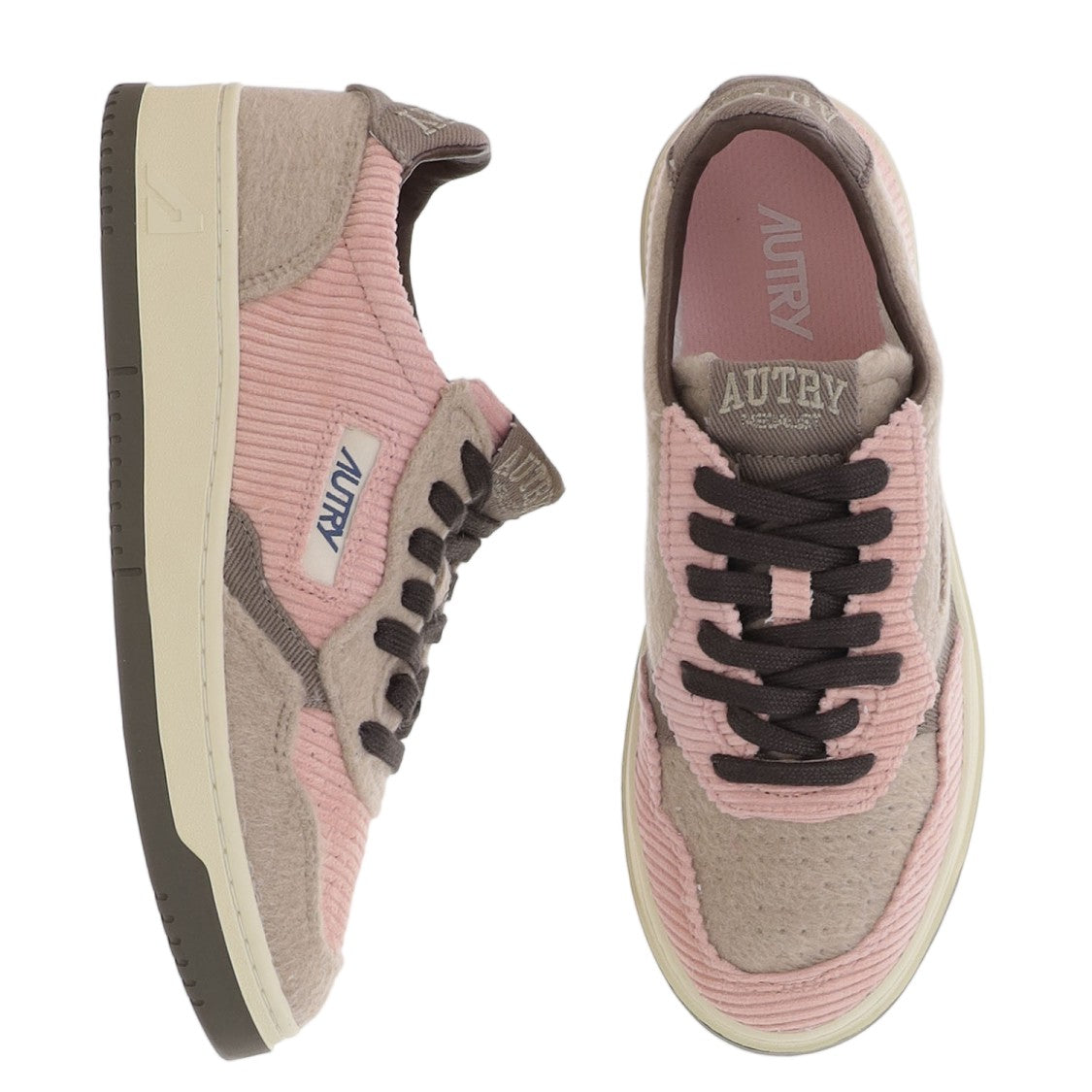 Autry Medalist Low Sneakers With Corduroy And Velvet Panels