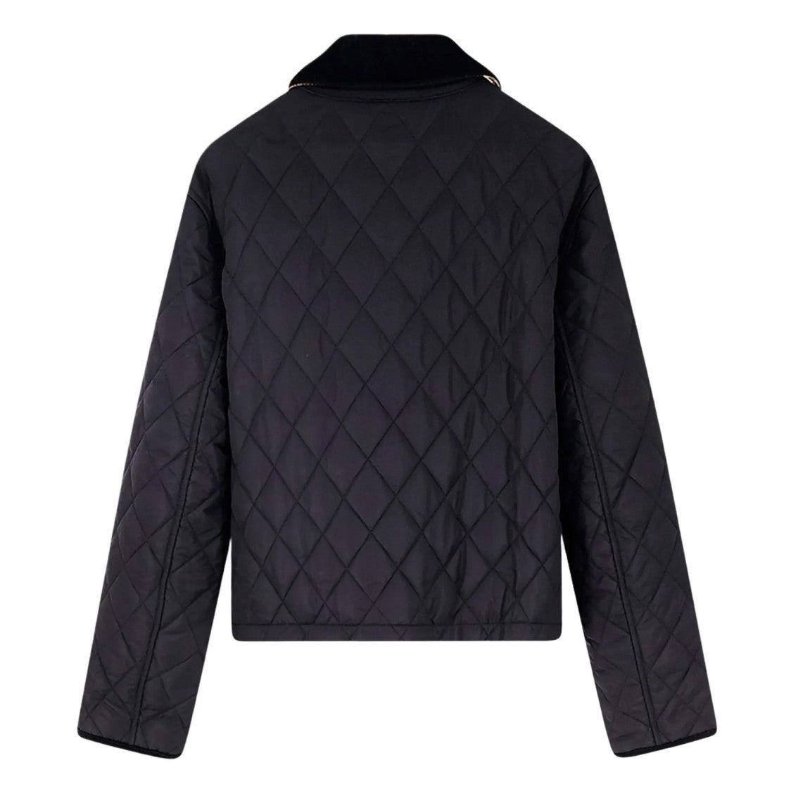 Burberry Diamond-Pattern Quilted Jacket With Velvet Collar
