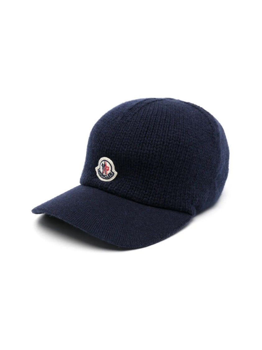 Moncler Logo Patch Virgin Wool Knit Baseball Cap