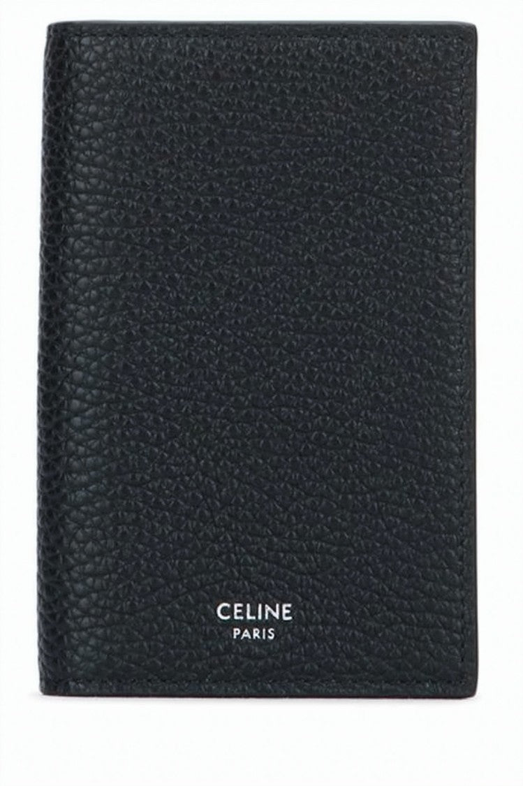 Celine Black Textured Calf Leather Pebbled Wallet