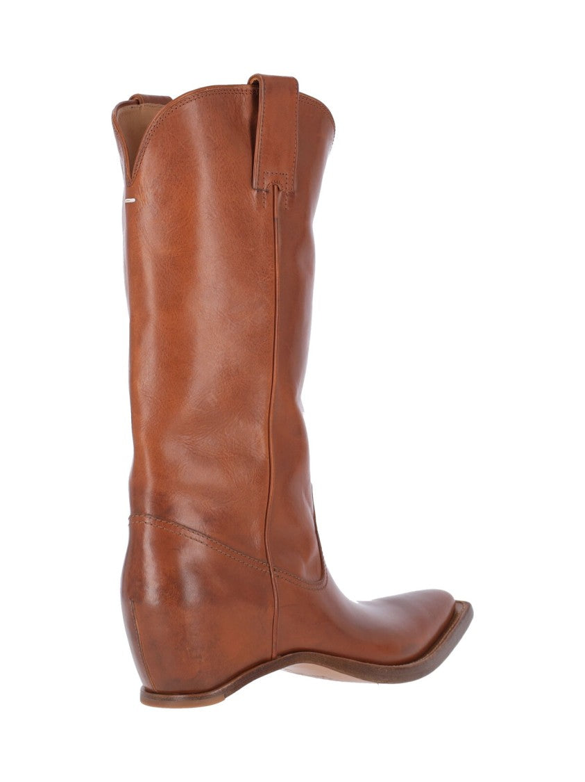 Maison Margiela Heel-Less Square Toe Calf Leather Boots