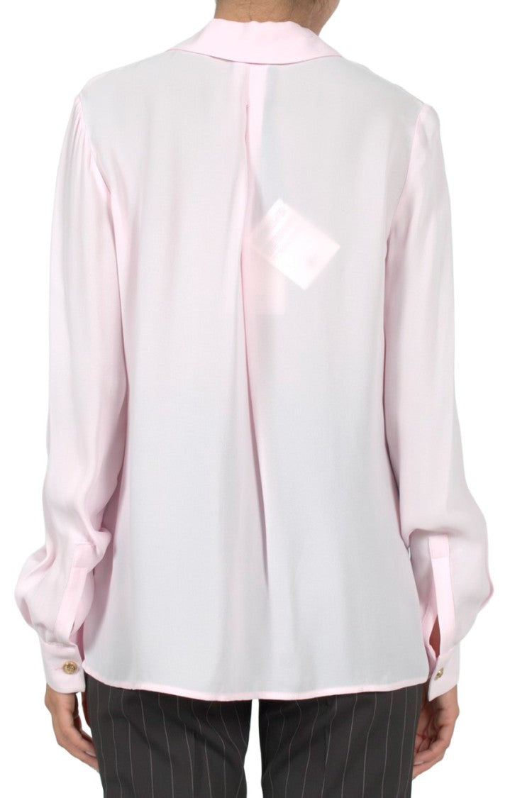 Elisabetta Franchi Light Pink Semi-Sheer Collared Viscose Shirt