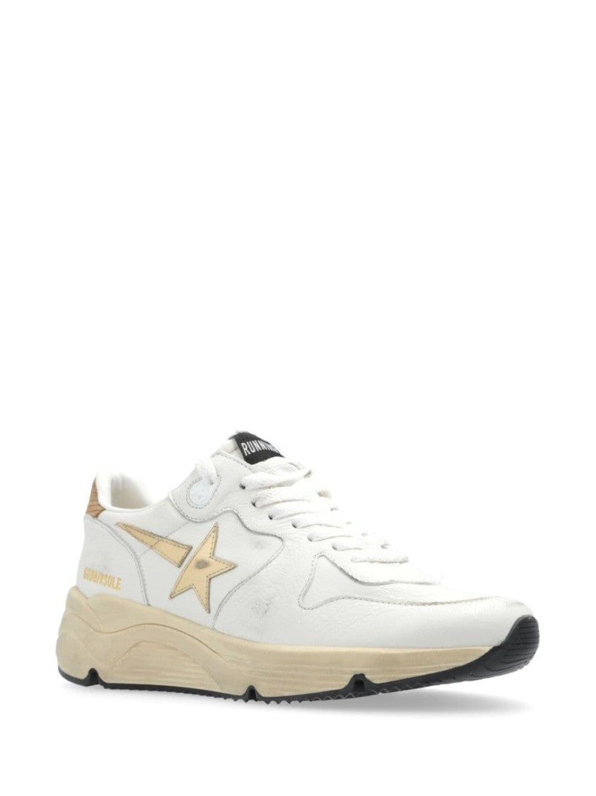 Golden Goose Deluxe Brand White Sneakers With Goat And Cow Leather Construction And Rubber Sole